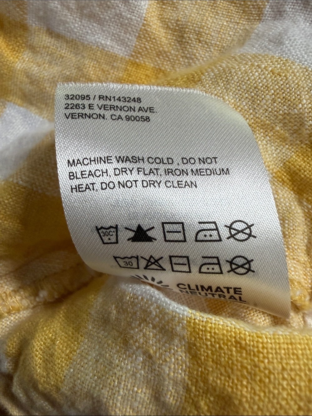 Reformation Barrett Top yellow gingham sweetheart‎ neck 100%Linen Size 12 - Picture 12 of 13